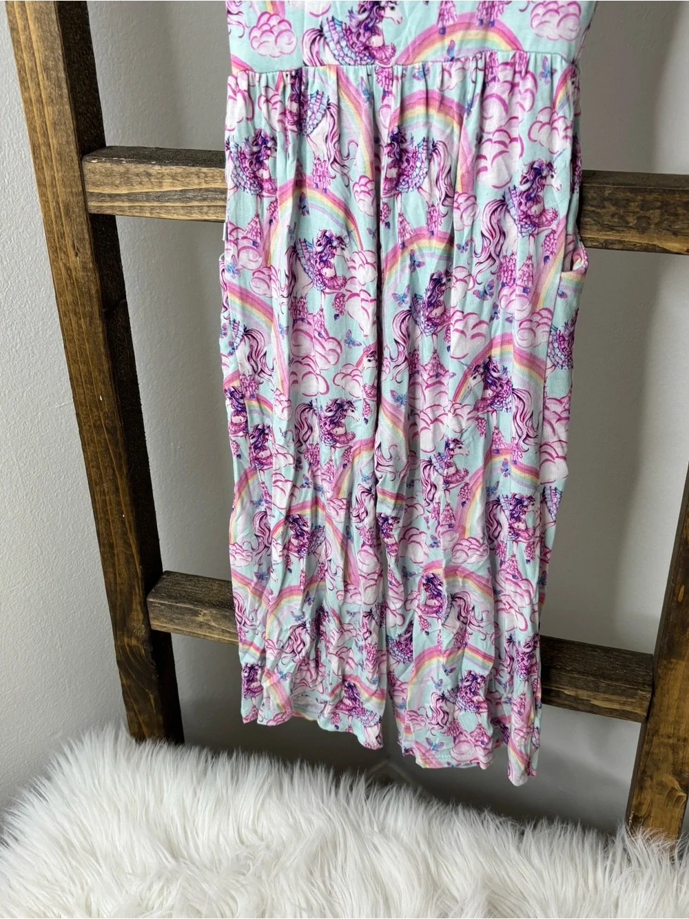 Posh Peanut Girls' Unicorn & Rainbow Knit Jumpsuit Size 18-24M